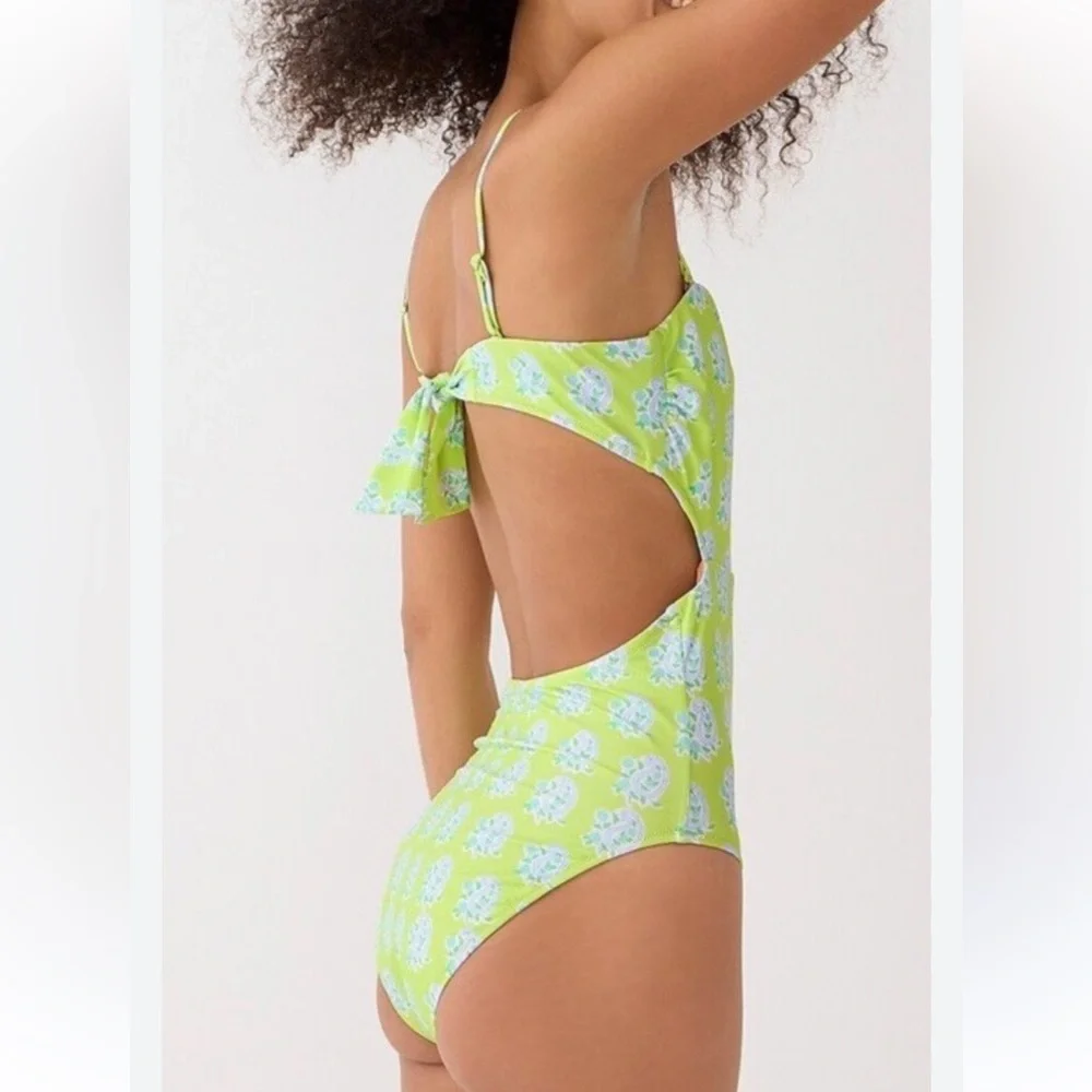 J. Crew One-Piece Swimsuit in Lime Green and Light Blue - Picture 2 of 7